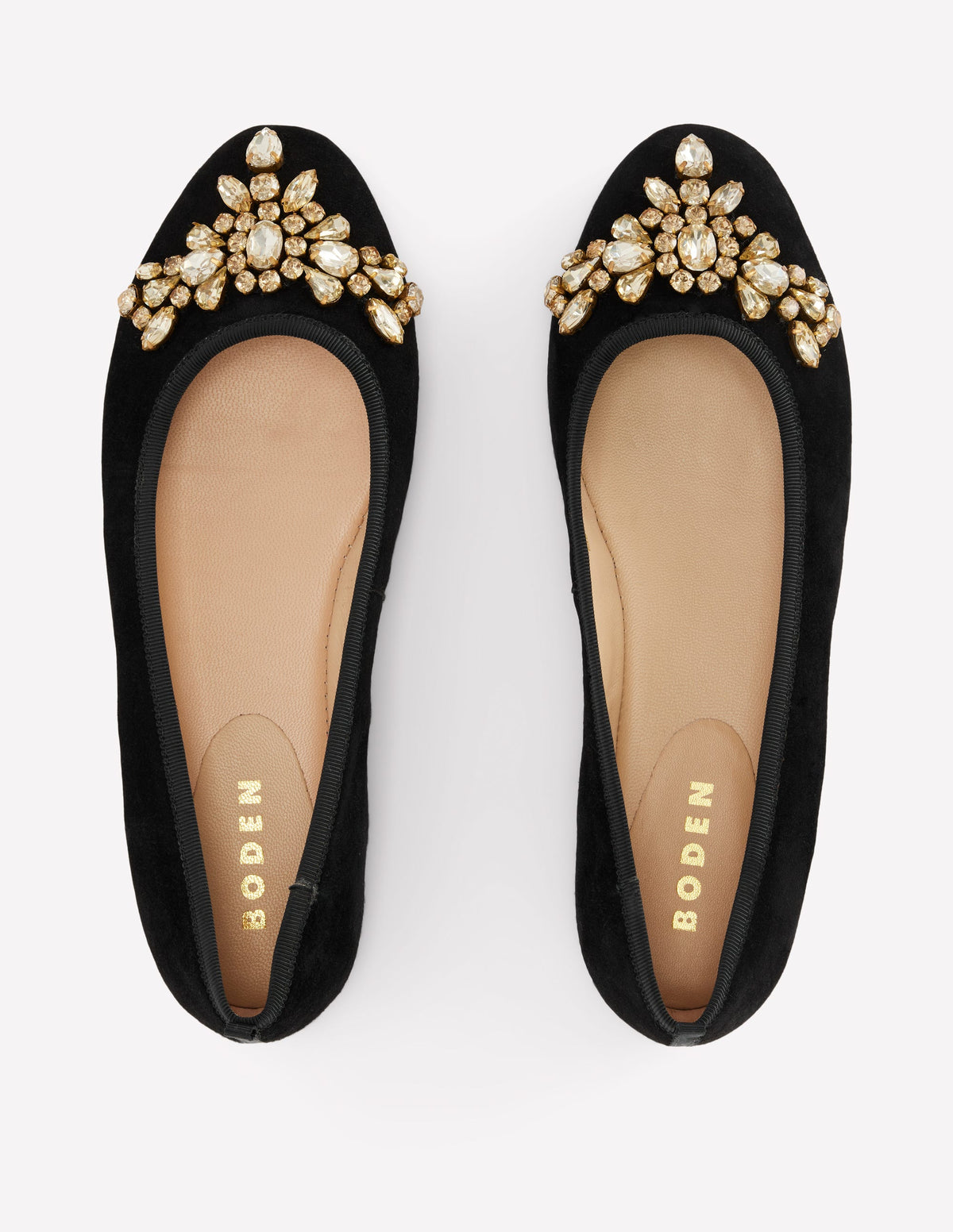 Patti Ballerinas mit runder Zehenpartie-Schwarzes Wildleder Verziert-5