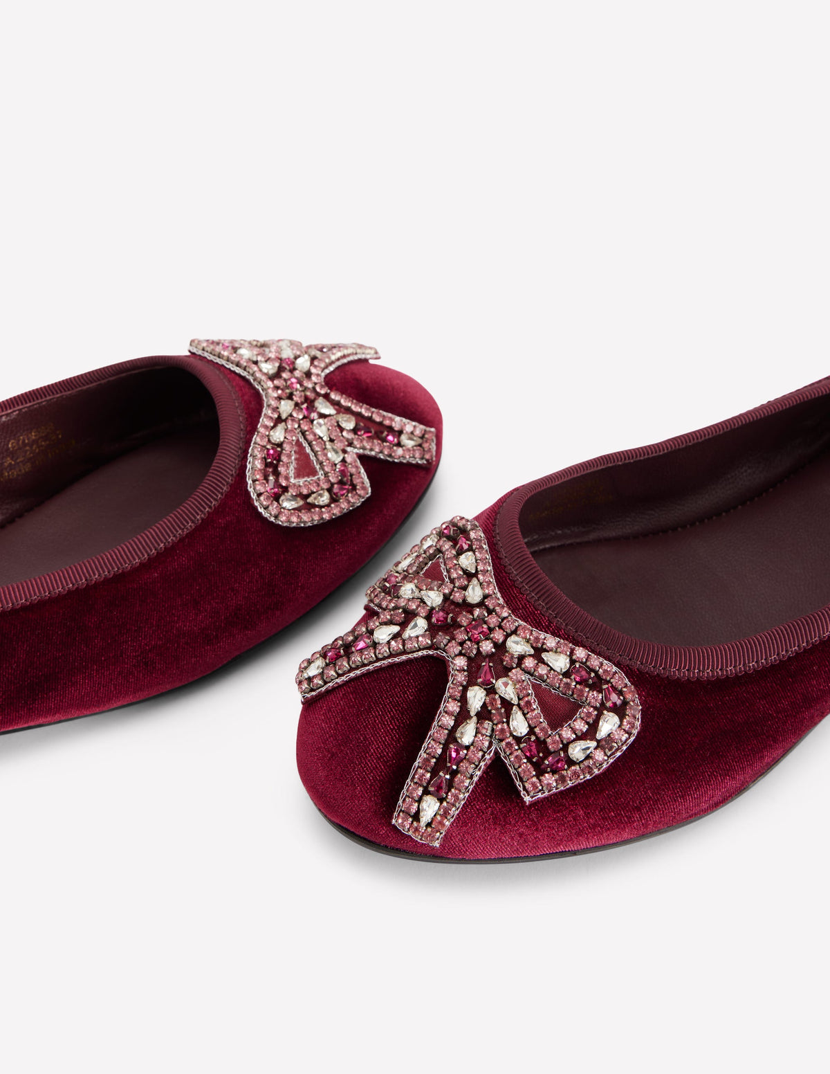 Patti Ballerinas mit runder Zehenpartie-Dunkles Burgunderrot Schleife-4