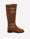 Kniehohe Stiefel mit Schnallen-Raue Umbra