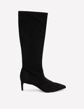 Stretch-Stiefel mit Kitten-Absatz-Schwarz