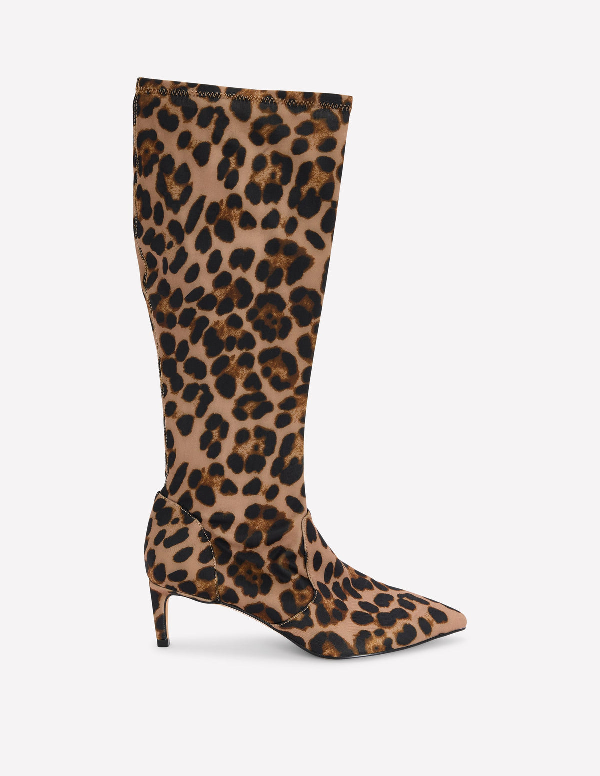 Stretch-Stiefel mit Kitten-Absatz-Leopardenmuster - Image 1