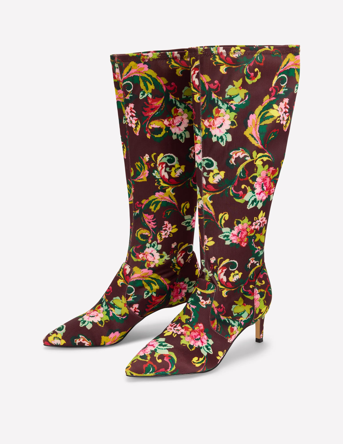 Bottes stretch à petits talons-Imprimé Fleuri - Image 4