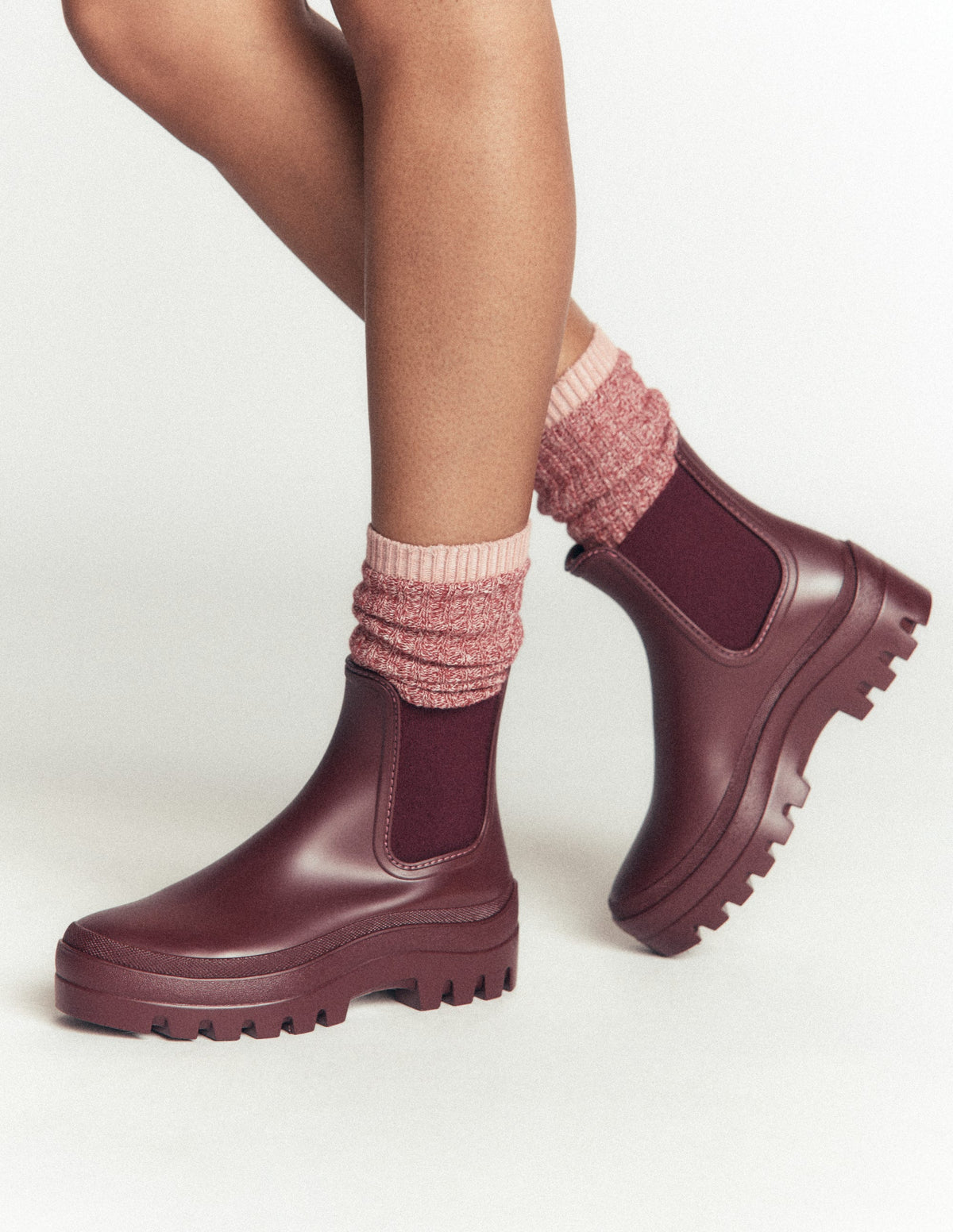 Chelsea-Gummistiefel mit breiter Sohle-Oxblood - Image 2