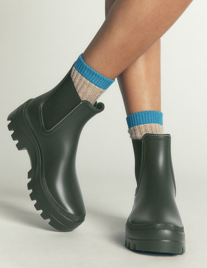Chelsea-Gummistiefel mit breiter Sohle-Khaki