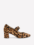 Pumps mit Schnallenriemen und Blockabsatz-Klassisches Leopardenmuster