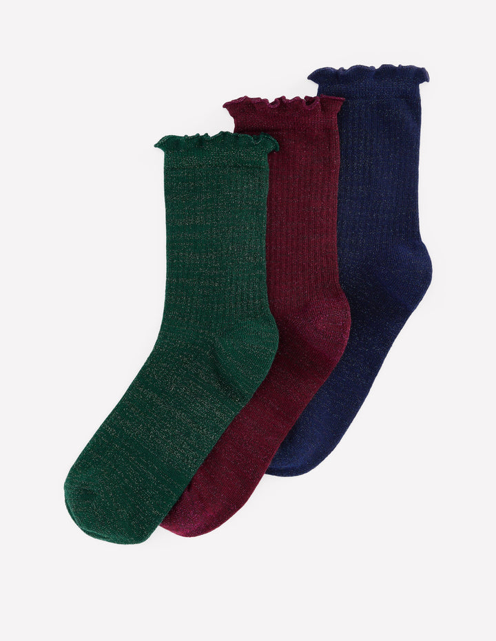 Glitzersocken im 3er-Pack-Bunt