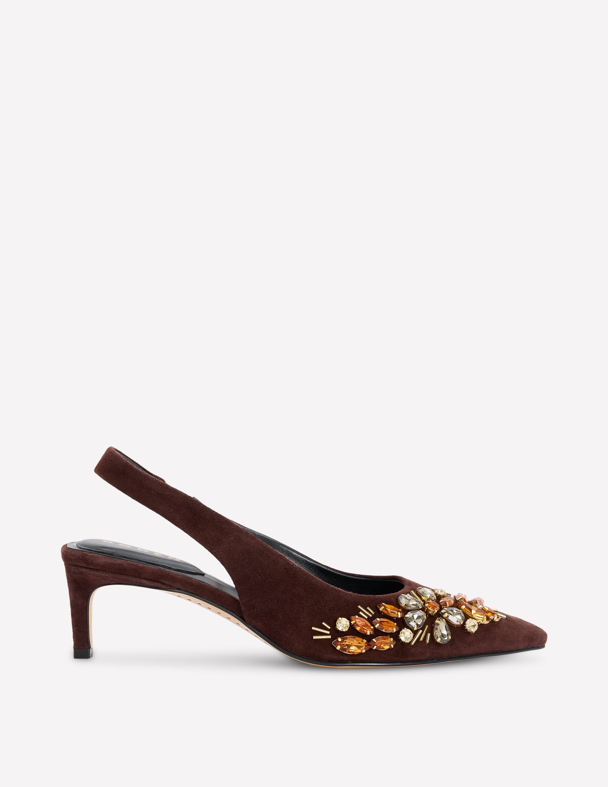 Hope Absatzschuhe mit spitzer Zehenpartie und Fersenriemen-Bitterschokolade Verziert - Image 1