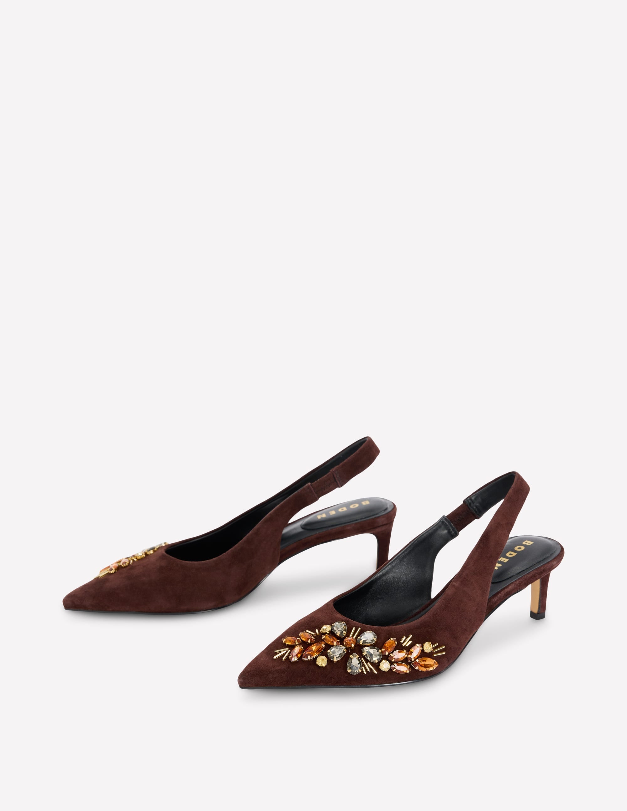 Hope Absatzschuhe mit spitzer Zehenpartie und Fersenriemen-Bitterschokolade Verziert - Image 4