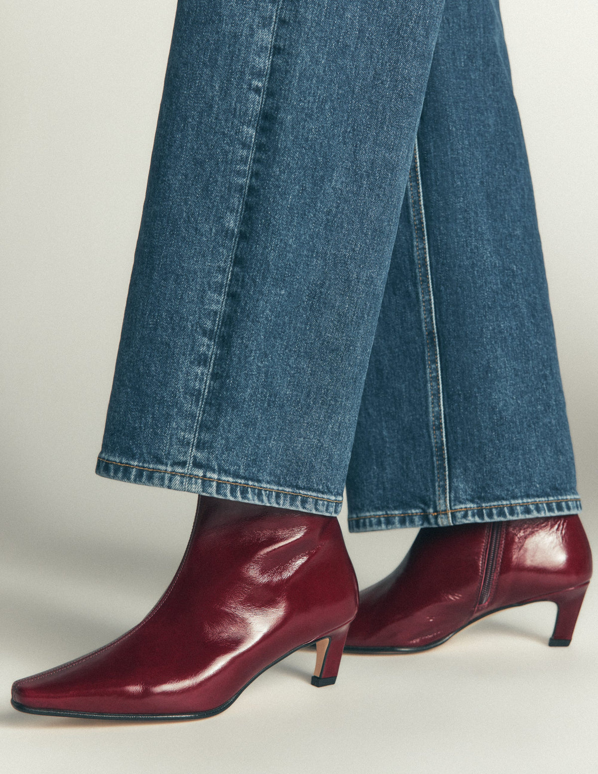 Bottines à bout droit-Bordeaux profond-2