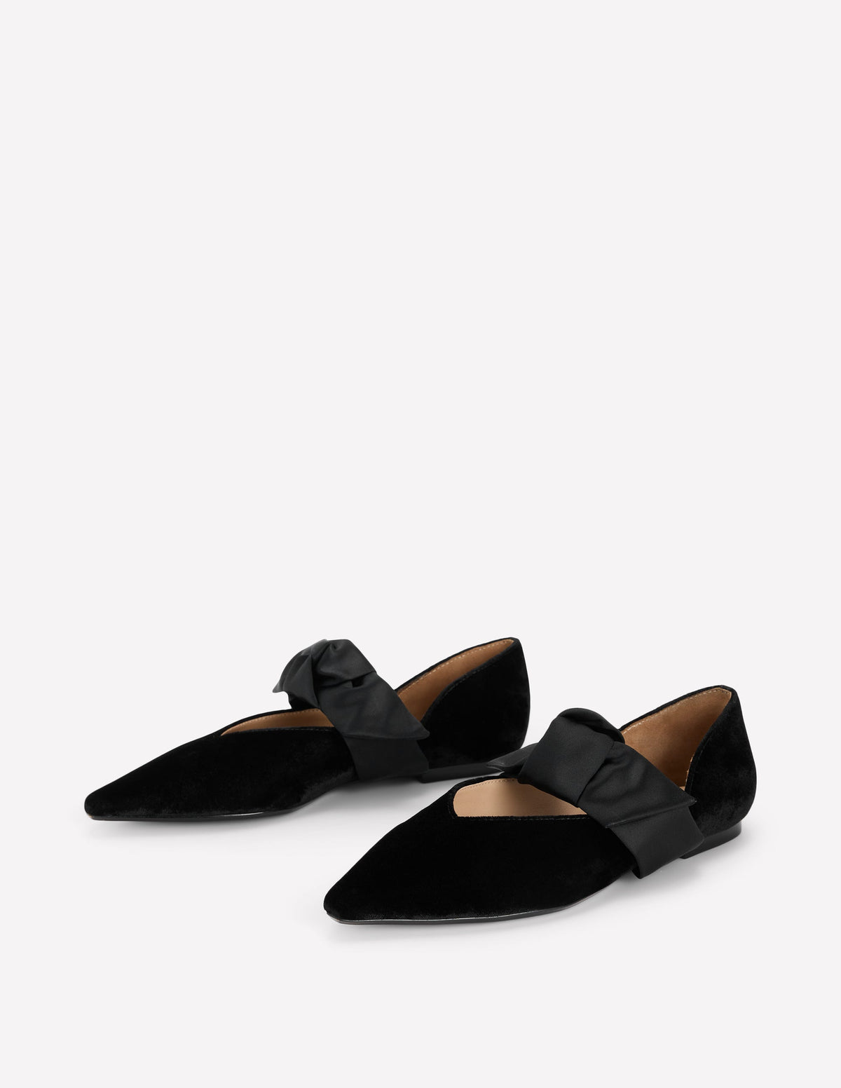 Flache, zweiteilige Schuhe mit Schleife-Schwarz-3