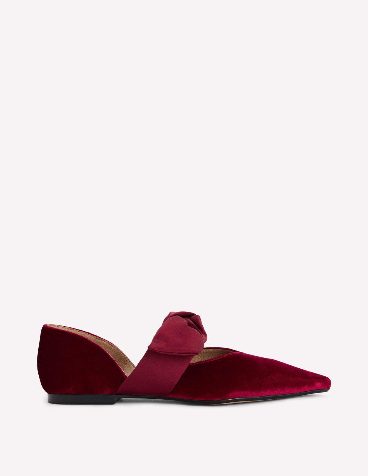 Flache, zweiteilige Schuhe mit Schleife-Dunkles Burgunderrot-1