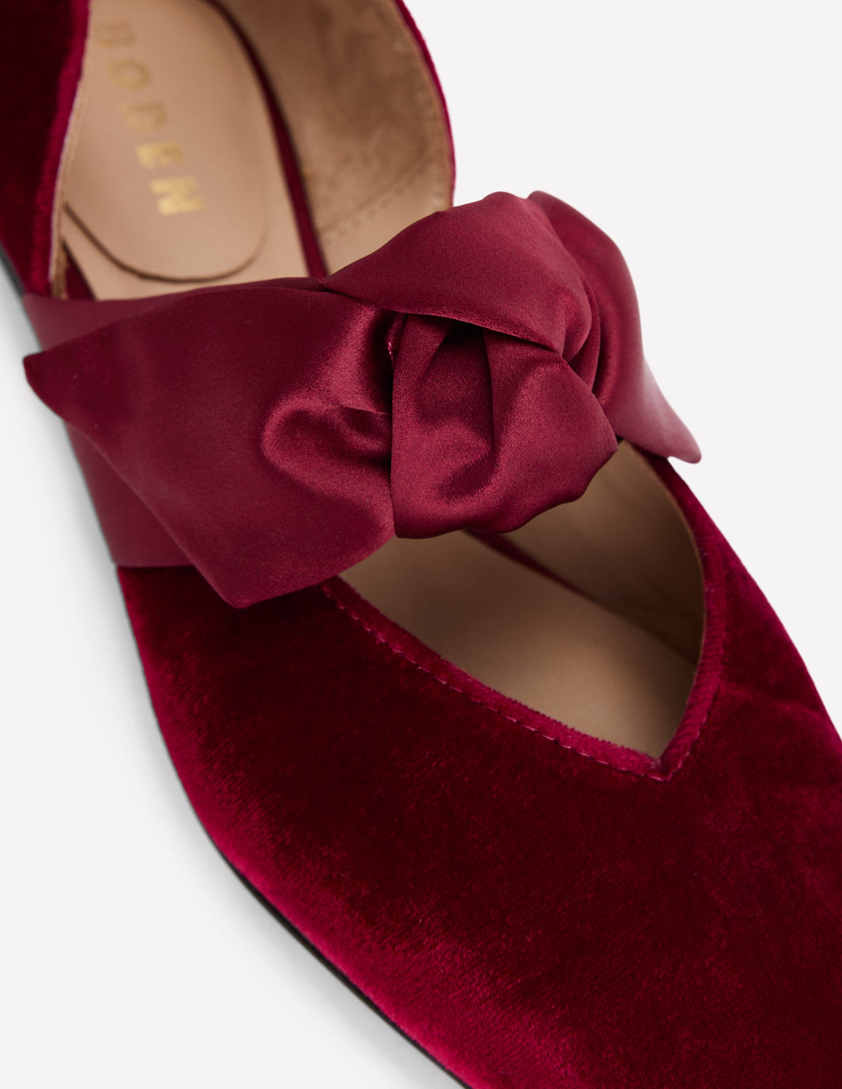Flache, zweiteilige Schuhe mit Schleife-Dunkles Burgunderrot-4