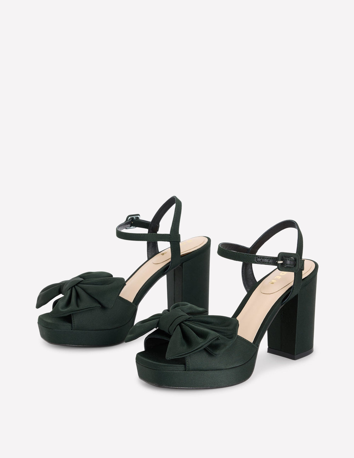 Chaussures compensées à nœud-Vert scarabée-3