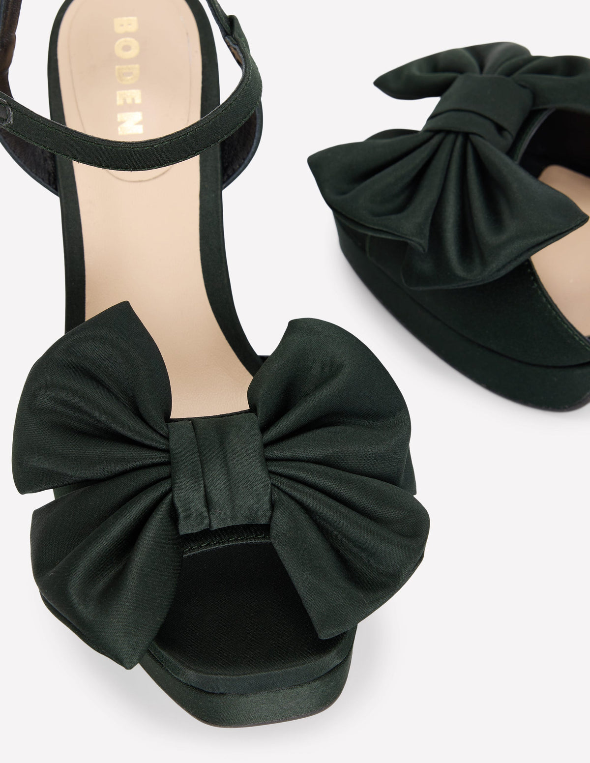 Chaussures compensées à nœud-Vert scarabée-4
