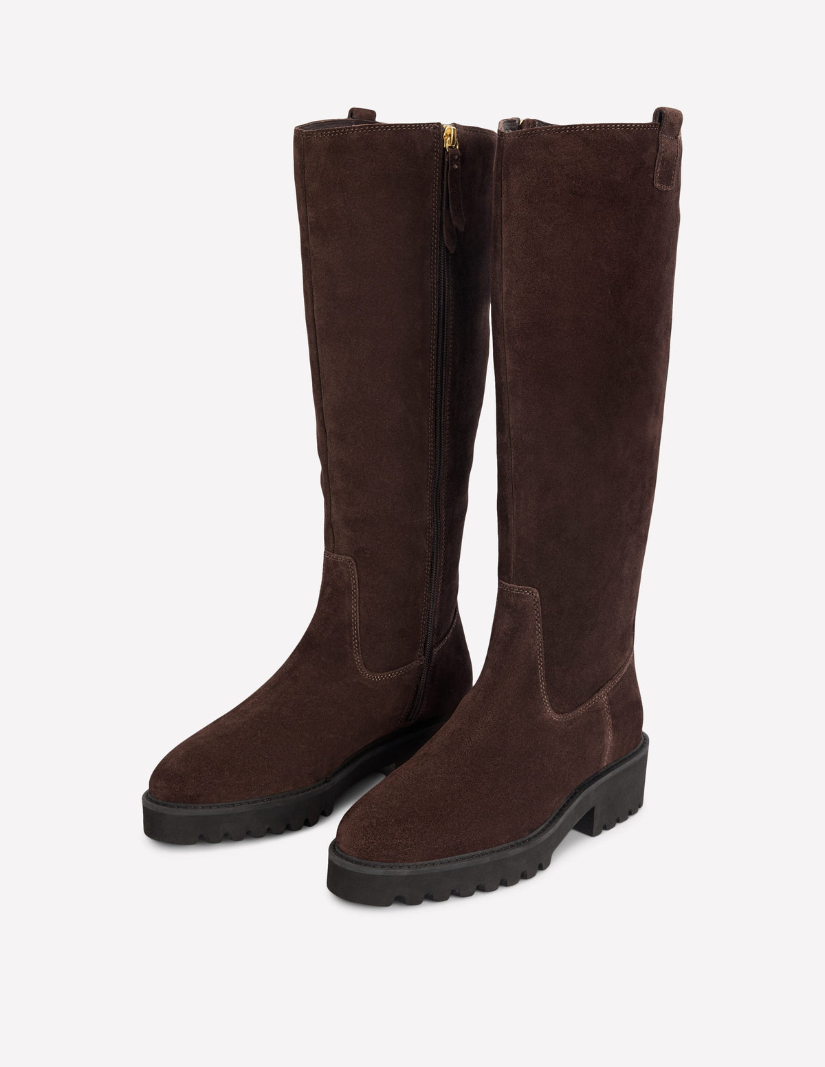 Kniehohe Stiefel mit breiter Sohle-Bitterschokolade-3
