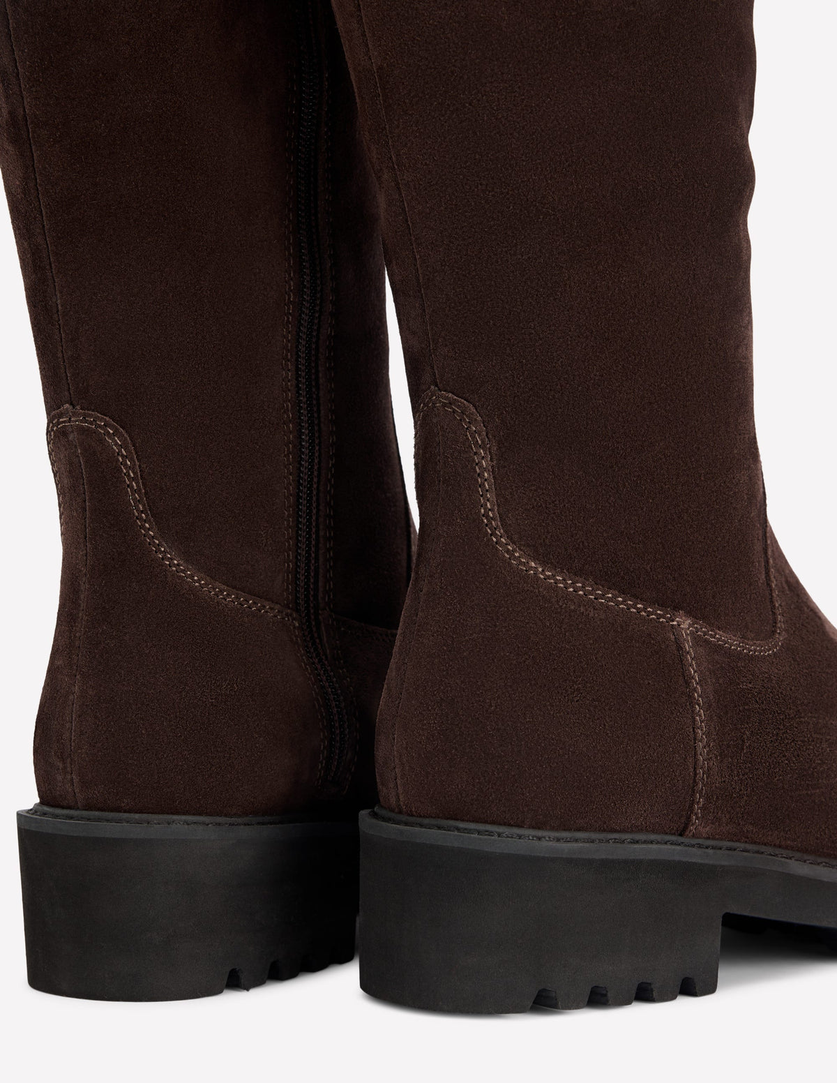 Kniehohe Stiefel mit breiter Sohle-Bitterschokolade-4
