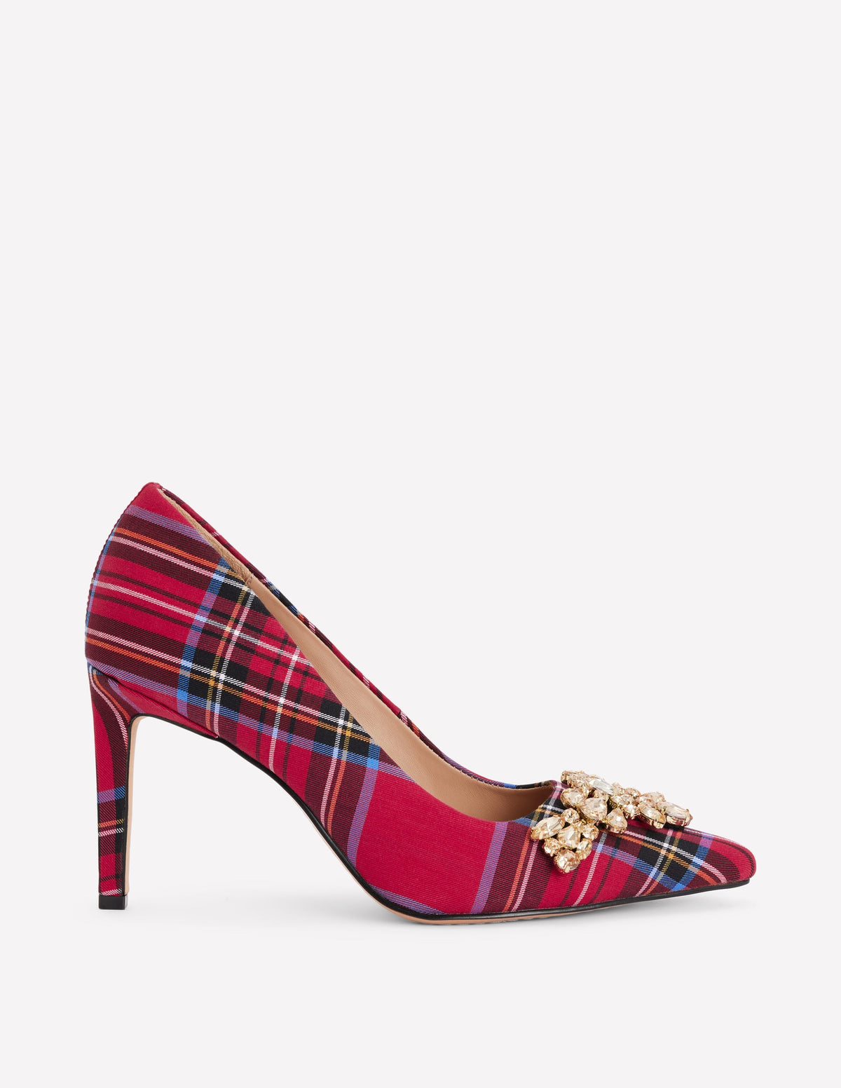 Escarpins ornementés-Écossais Rouge - Image 1