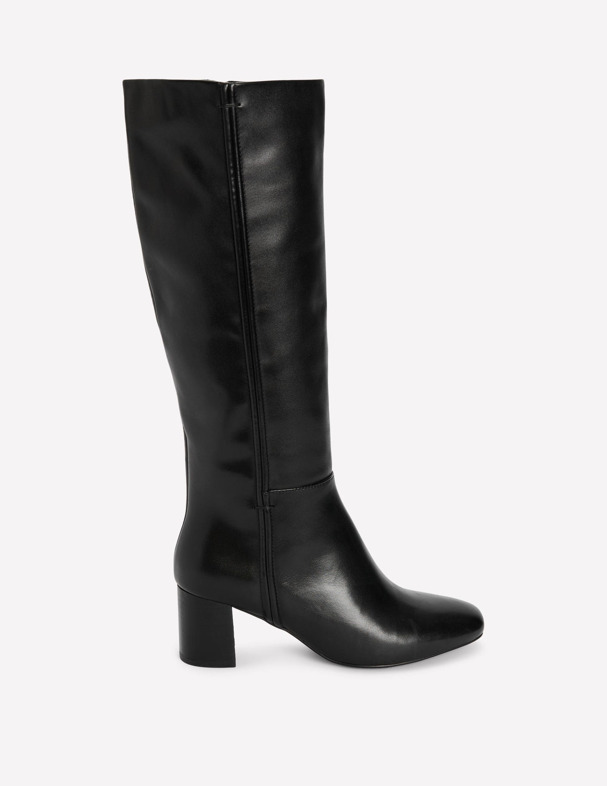 Bottes hauteur genou à surpiqûres-Noir-1