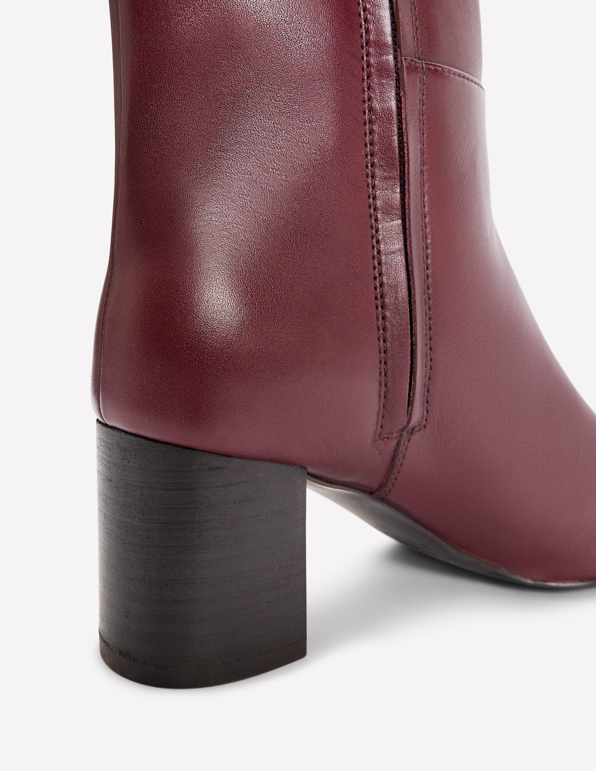 Kniehohe Stiefel mit Ziernaht-Dunkles Burgunderrot-4