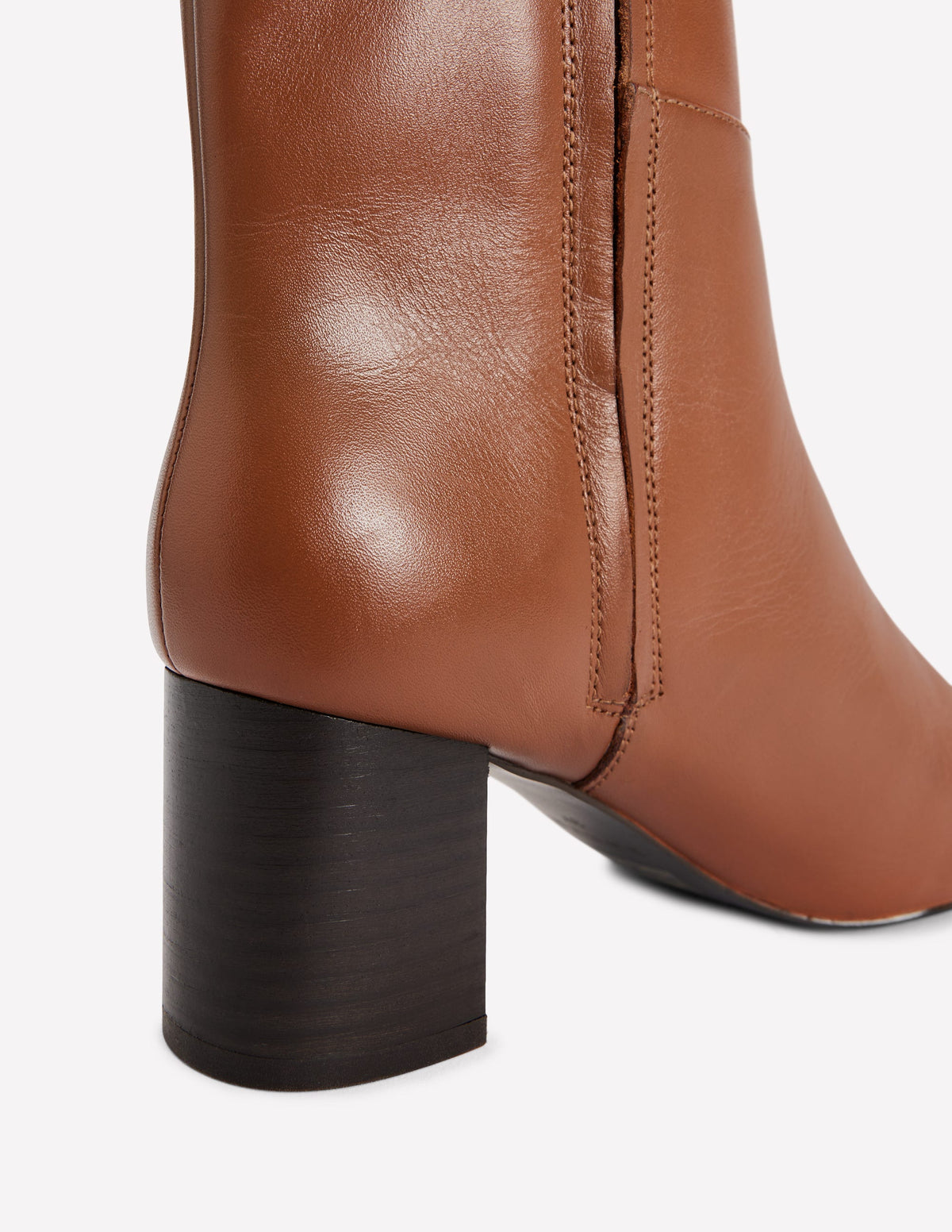 Kniehohe Stiefel mit Ziernaht-Hellbraun Leder-4
