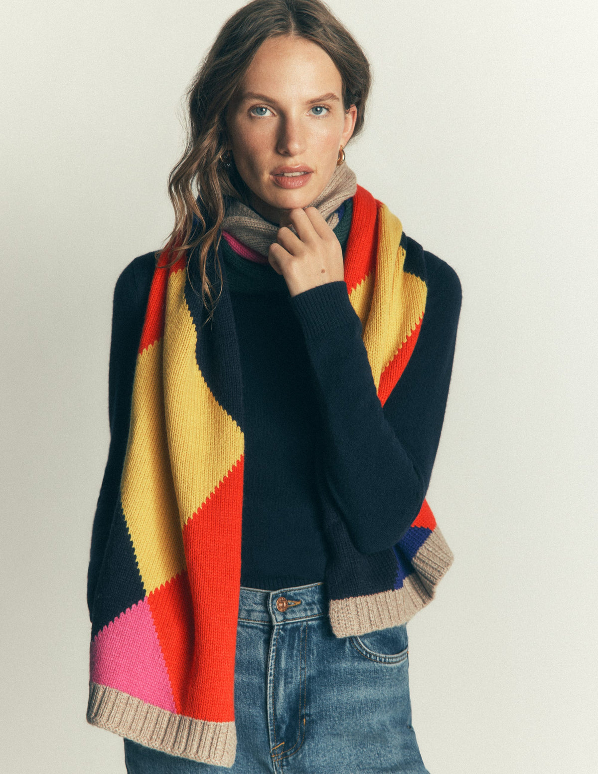 Strickschal-Bunt, Argyle-Muster-2