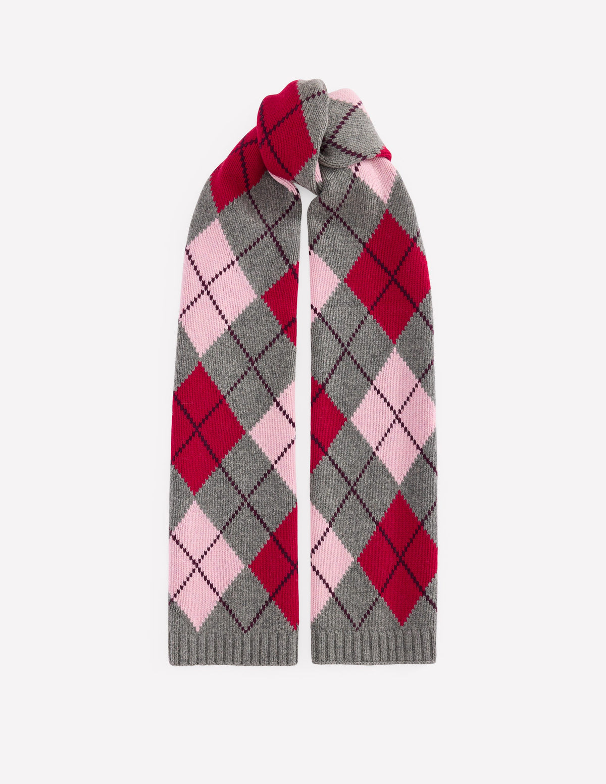 Strickschal-Anthrazit, Rot und Rosa Argyle-1