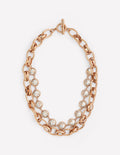 Breite Halskette mit Metalljuwelen-Gold