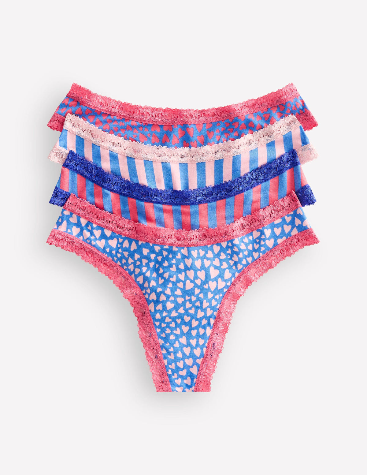 Stripe & Stare Tangas im 4er-Pack-Streifen und Herzen im Viererpack-1