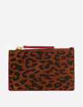 Leather Card Holder-Leopard Printed Suede