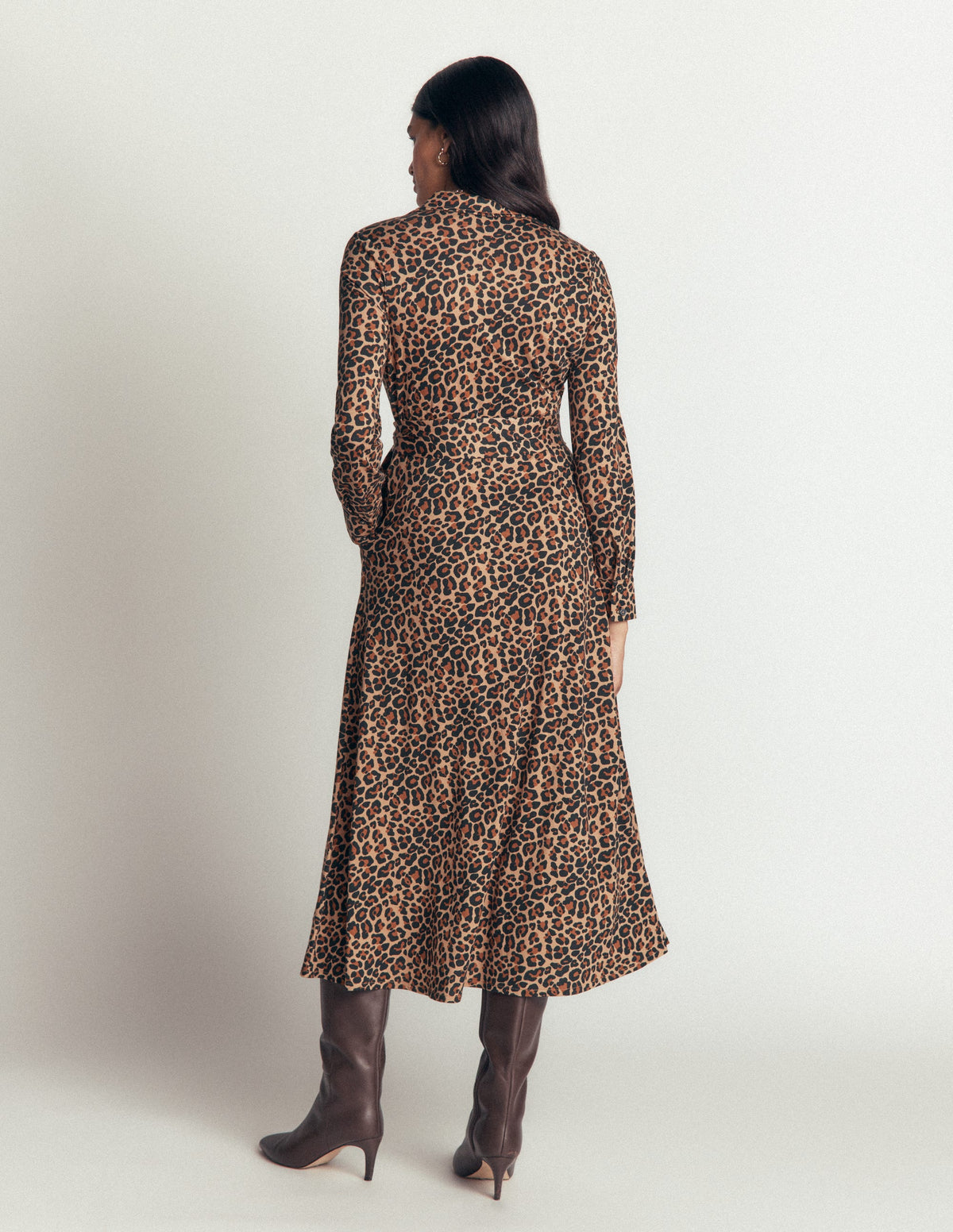 Marcia Jersey Shirt Dress-Camel, Leopard Fields - Image 3
