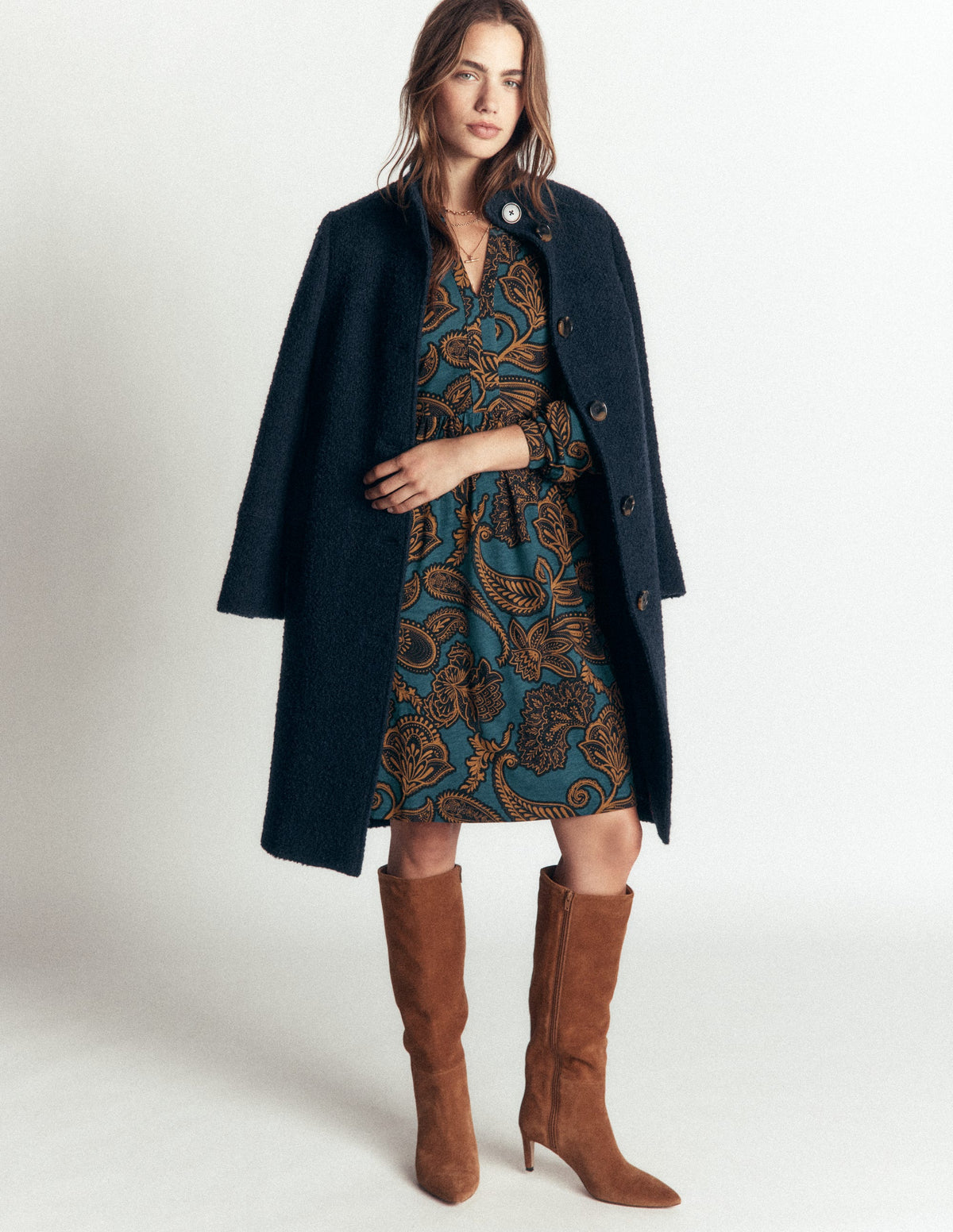 Naomi Lockeres Jerseykleid-Legionärsblau, Paisley-Bouquet - Image 5