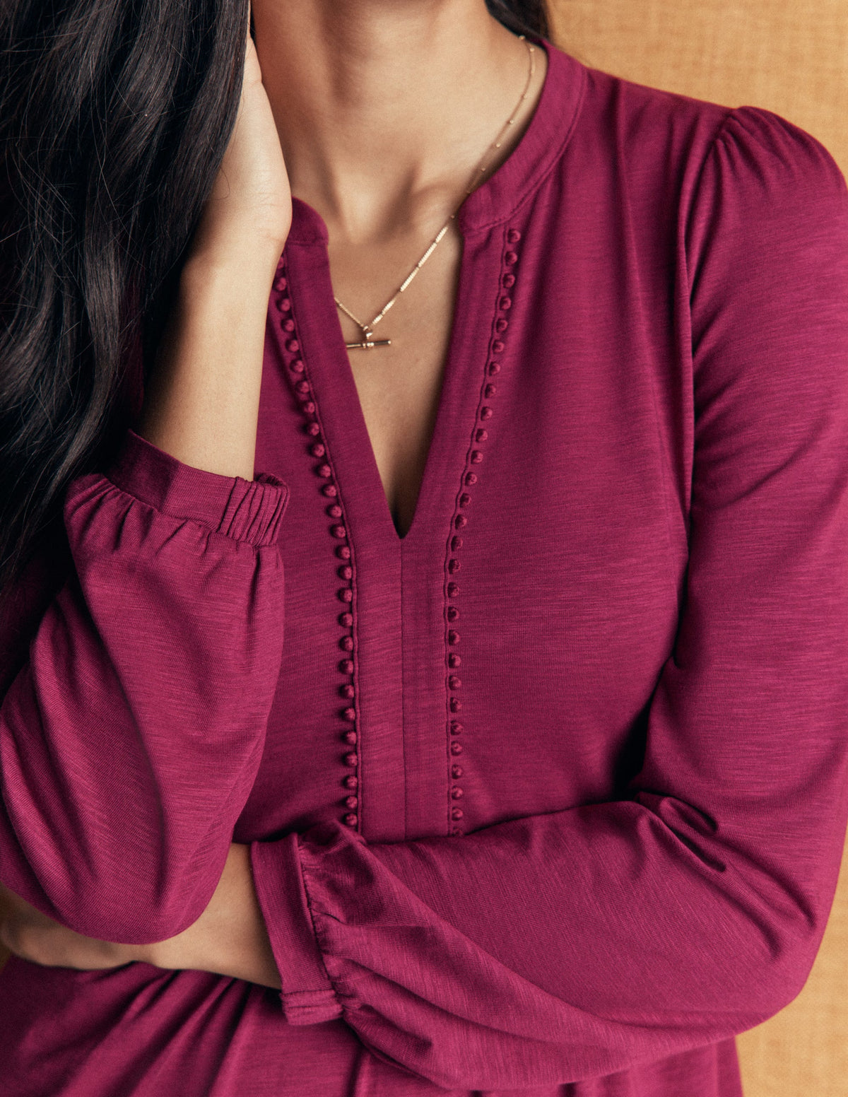 Robe décontractée Naomi en jersey-Rouge betterave - Image 2