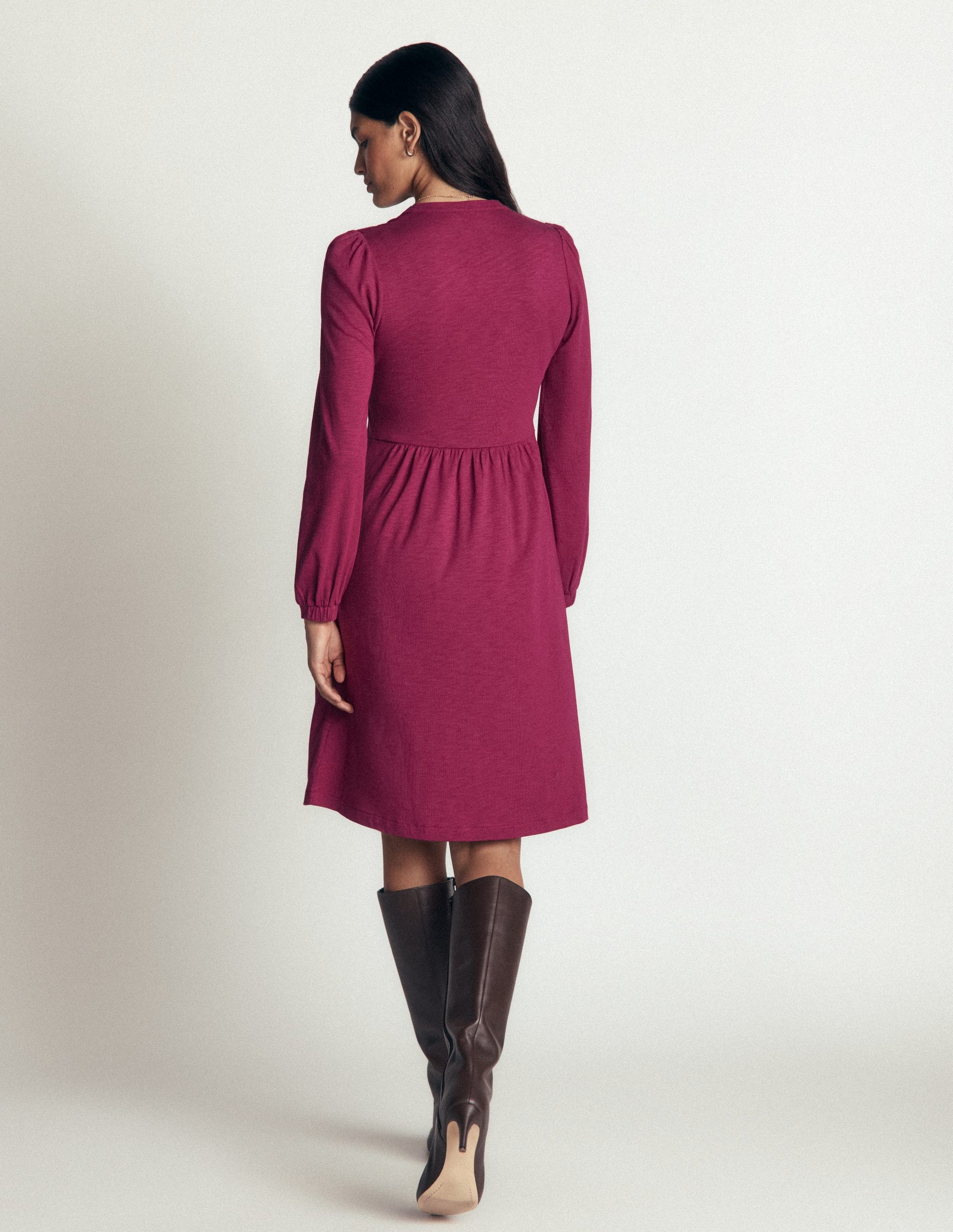 Robe décontractée Naomi en jersey-Rouge betterave-3