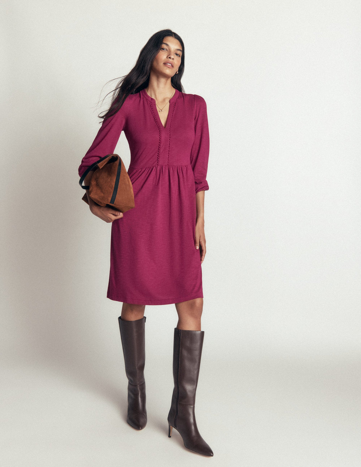 Robe décontractée Naomi en jersey-Rouge betterave - Image 4