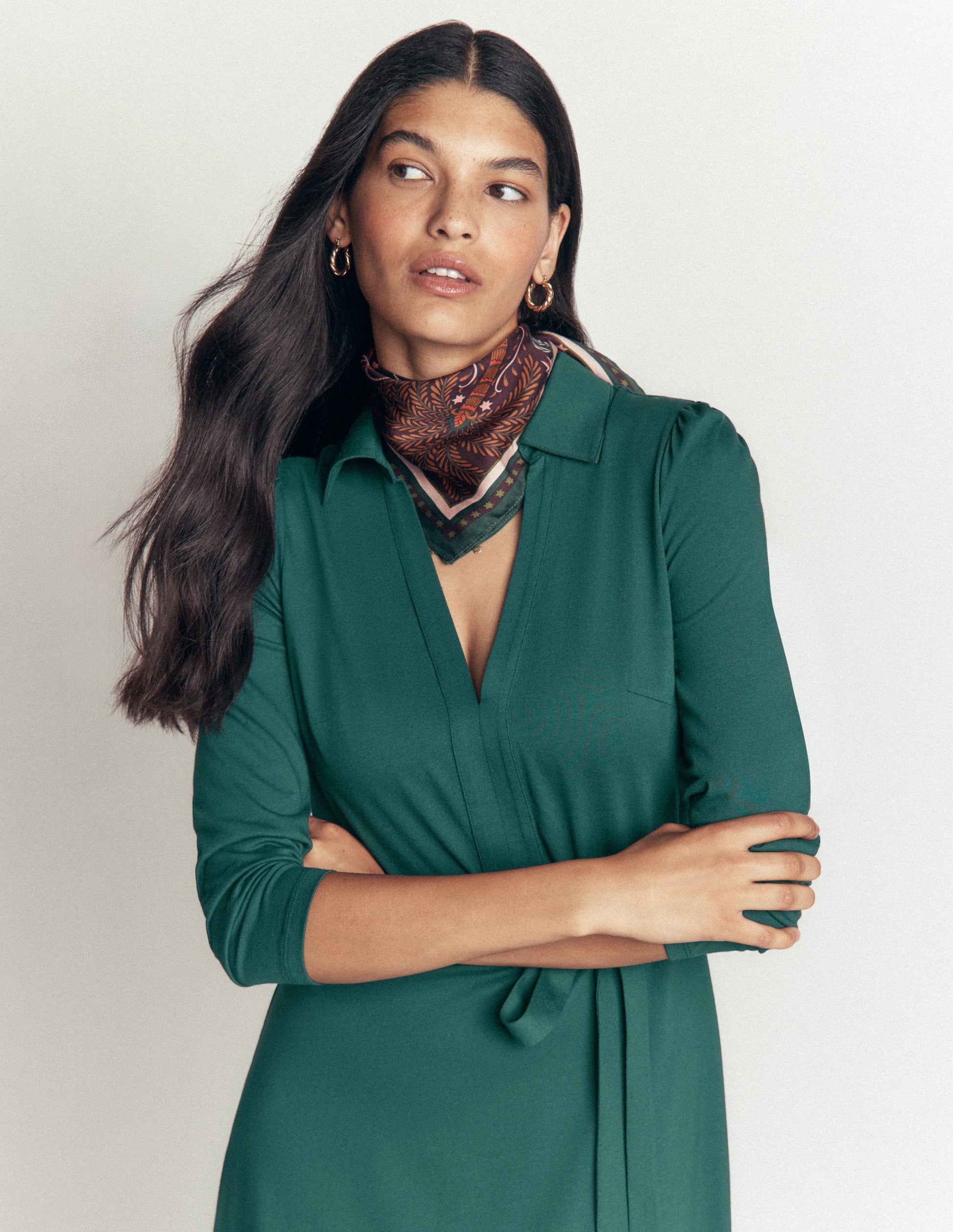 Robe Imogen en jersey à col-Sea Moss-5