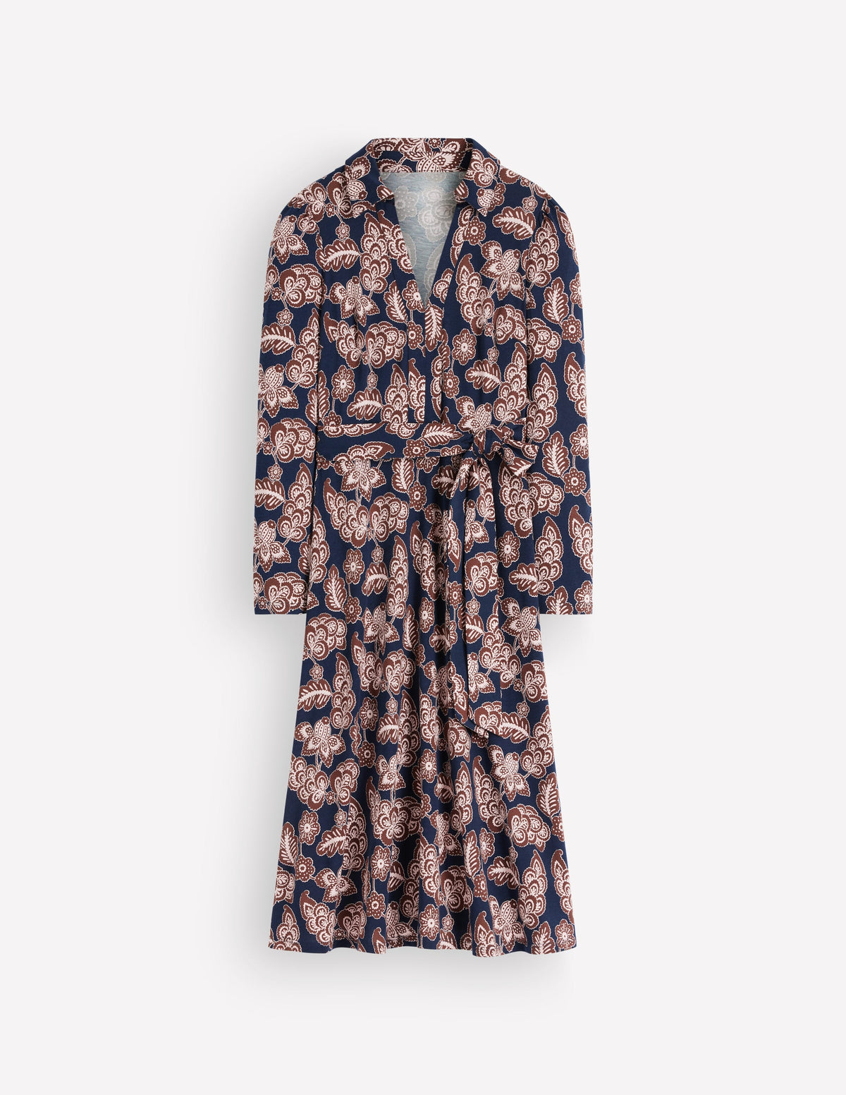 Imogen Jerseykleid mit Kragen-Marineblau, Rosa Wiesen - Image 5