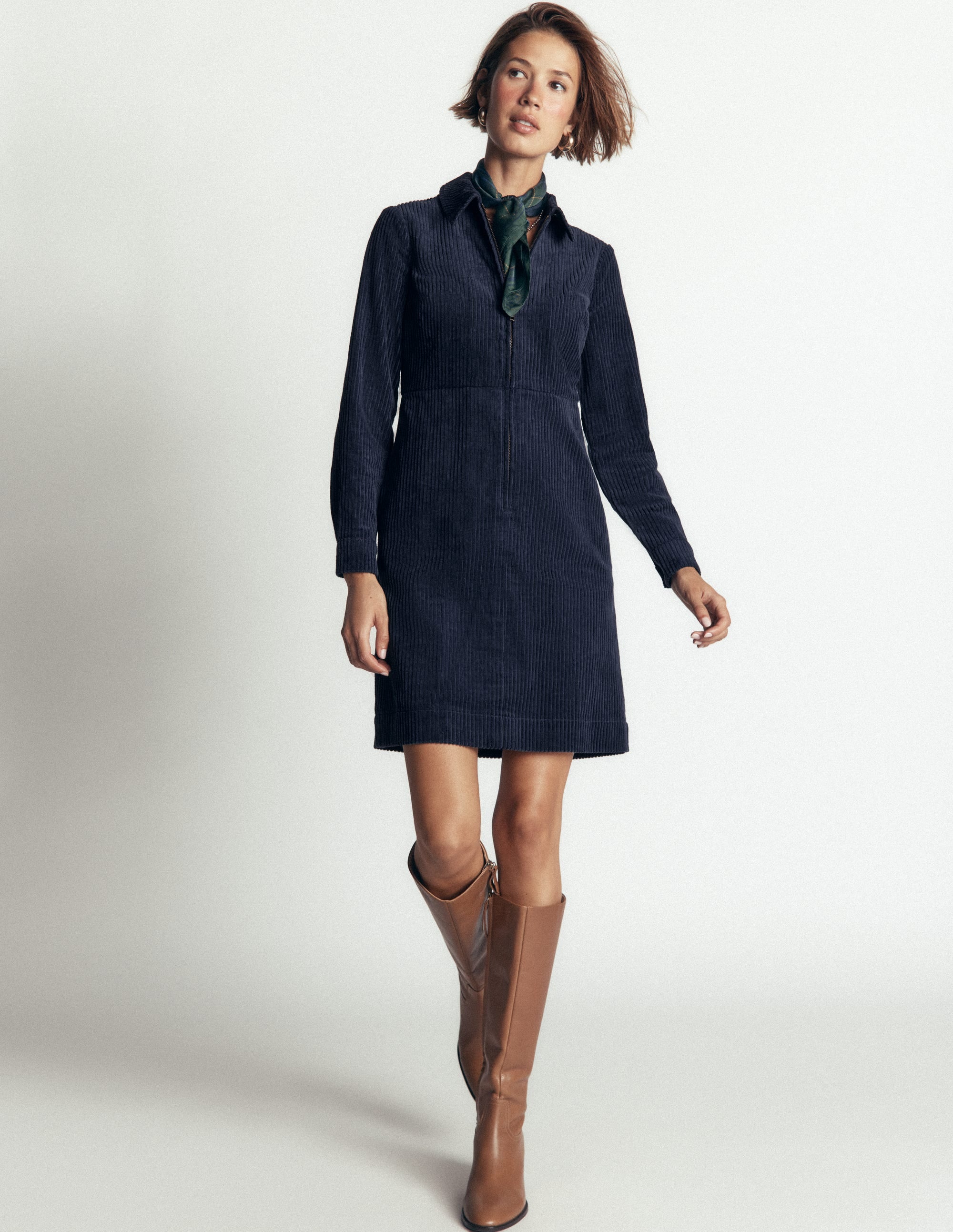 Bronte Kurzes Cordkleid-Marineblau - Image 1