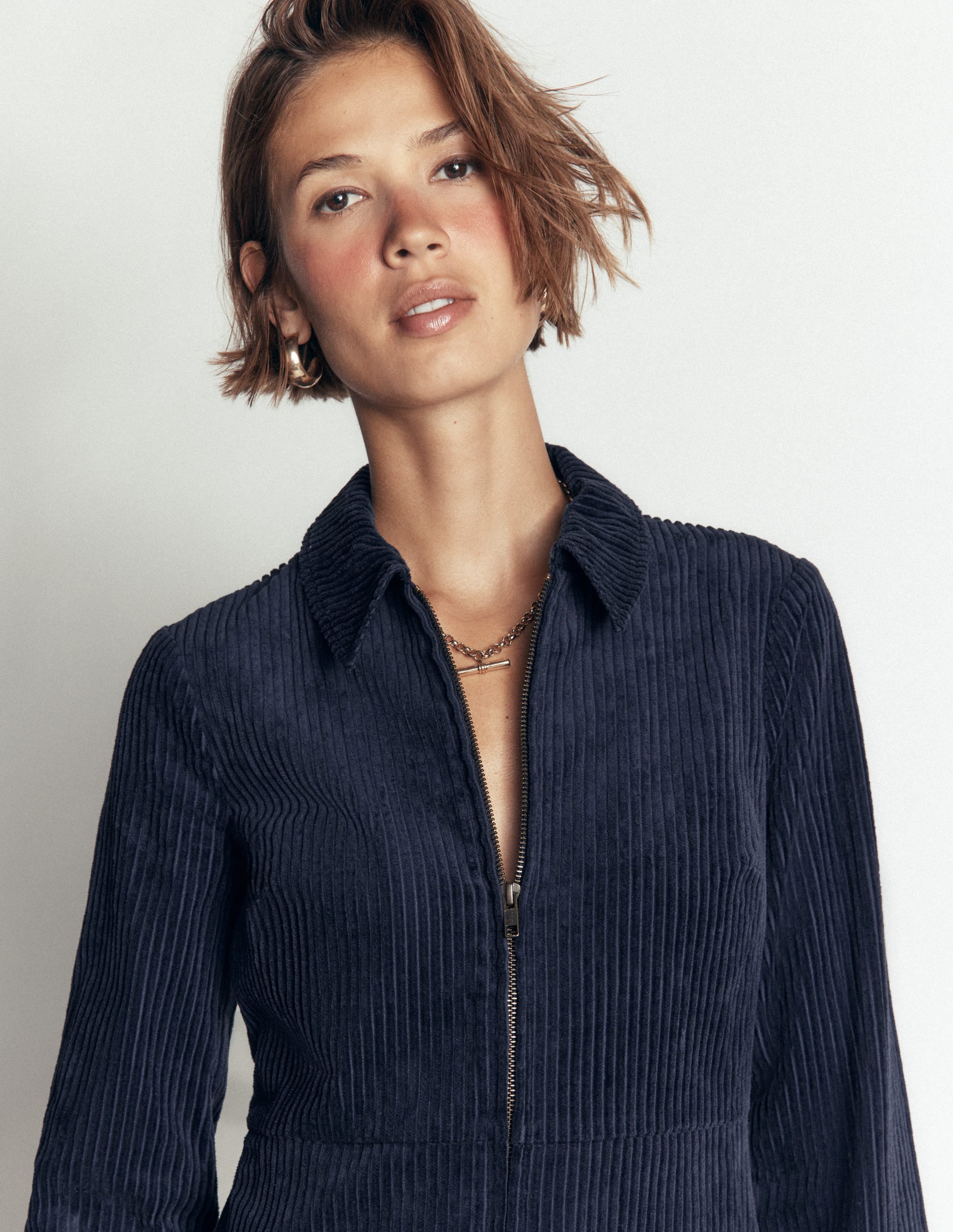 Bronte Kurzes Cordkleid-Marineblau - Image 2