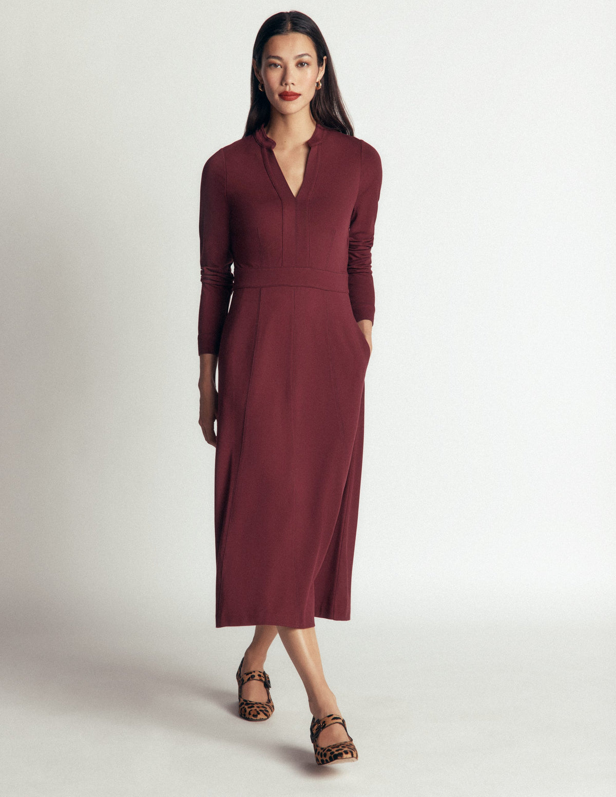 Alex Ponte-Midikleid in Kontrastfarben-Schokoladentrüffel - Image 4