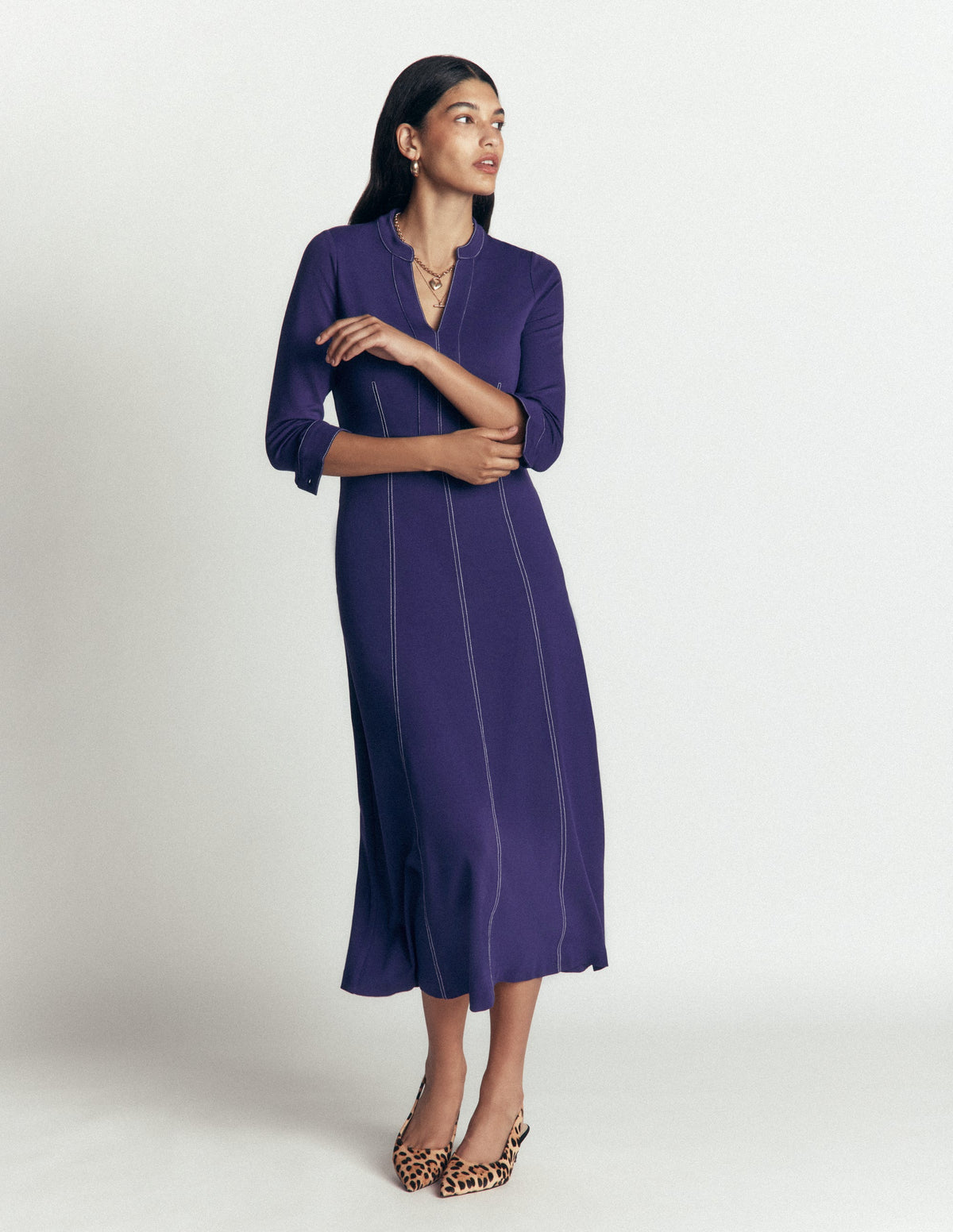 Alex Ponte-Midikleid in Kontrastfarben-Sternzeichen-Violett - Image 1