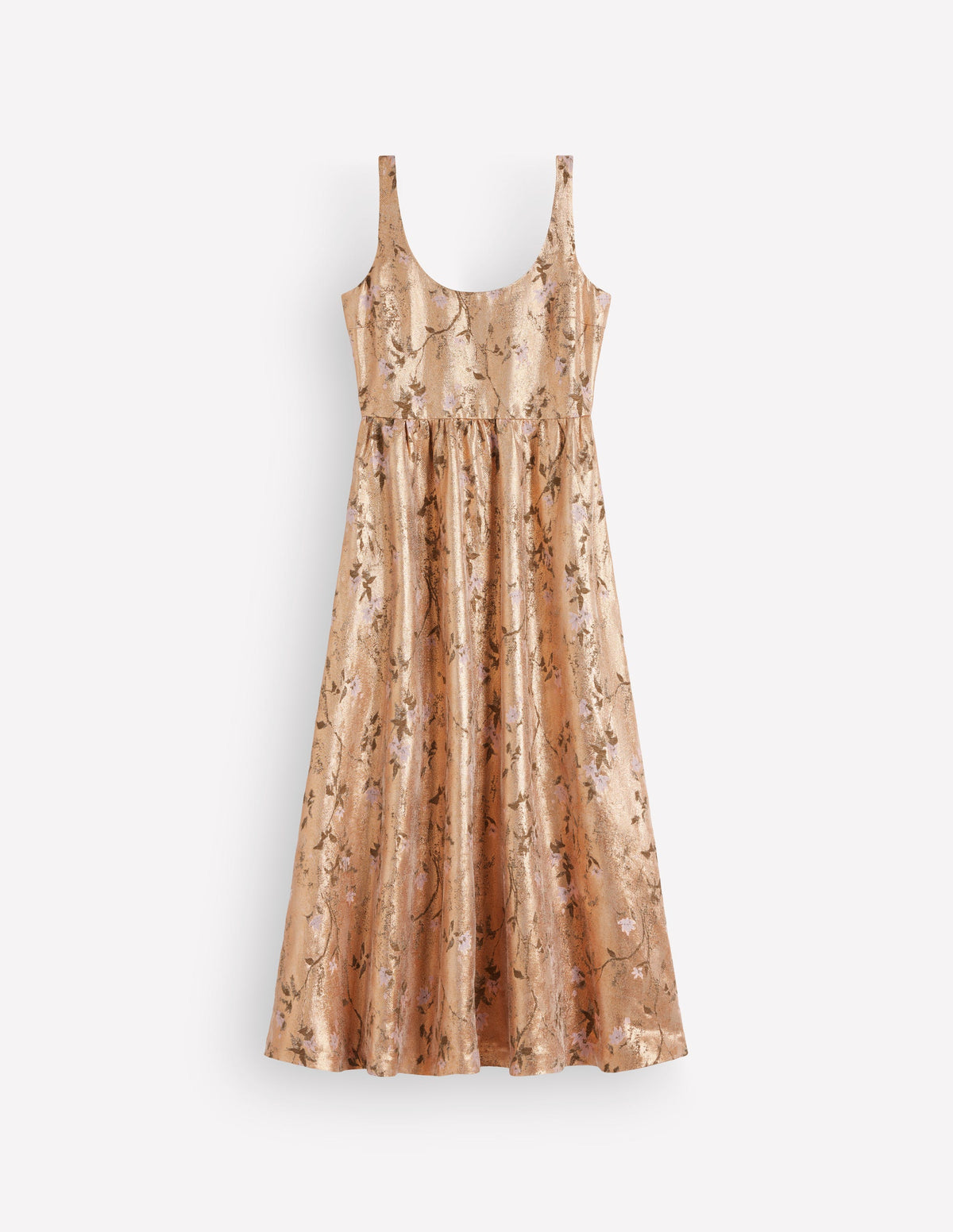 Ausgestelltes Kleid mit tiefem Rundhalsausschnitt-Gold, Jacquard - Image 8