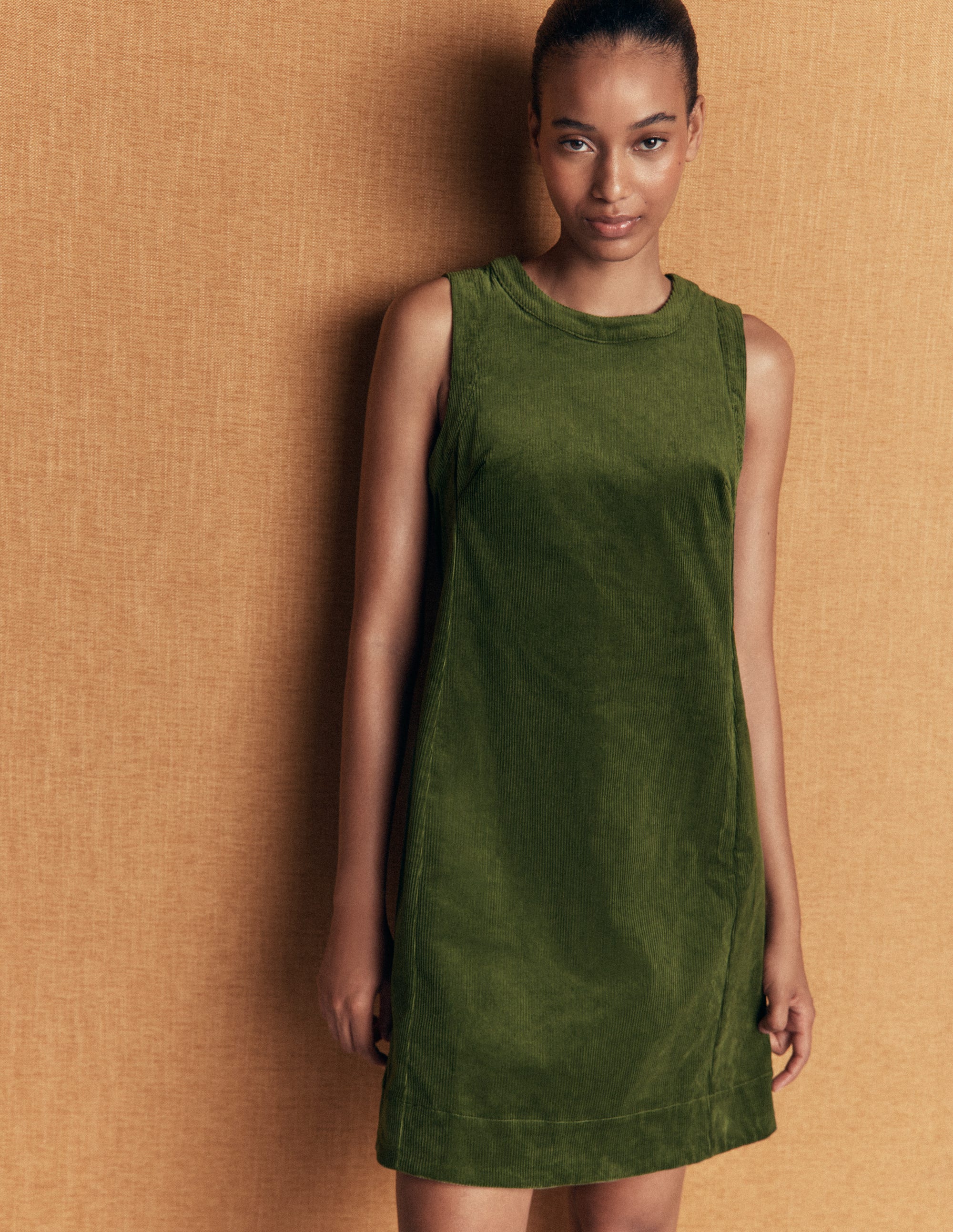 Robe droite Lou en velours côtelé-Vert forêt - Image 4
