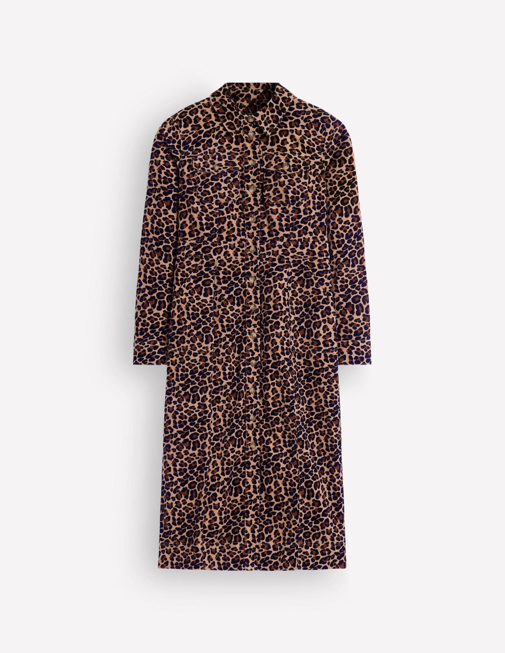 Fleur Cord-Midikleid-Braun, Leopardenmuster-6