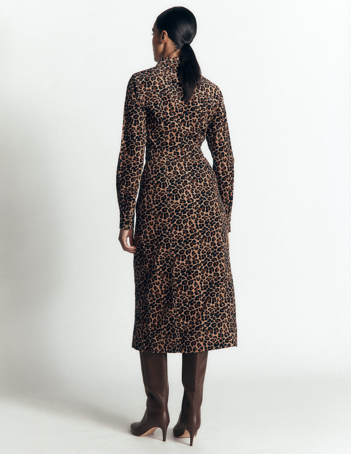 Fleur Cord-Midikleid-Braun, Leopardenmuster-3
