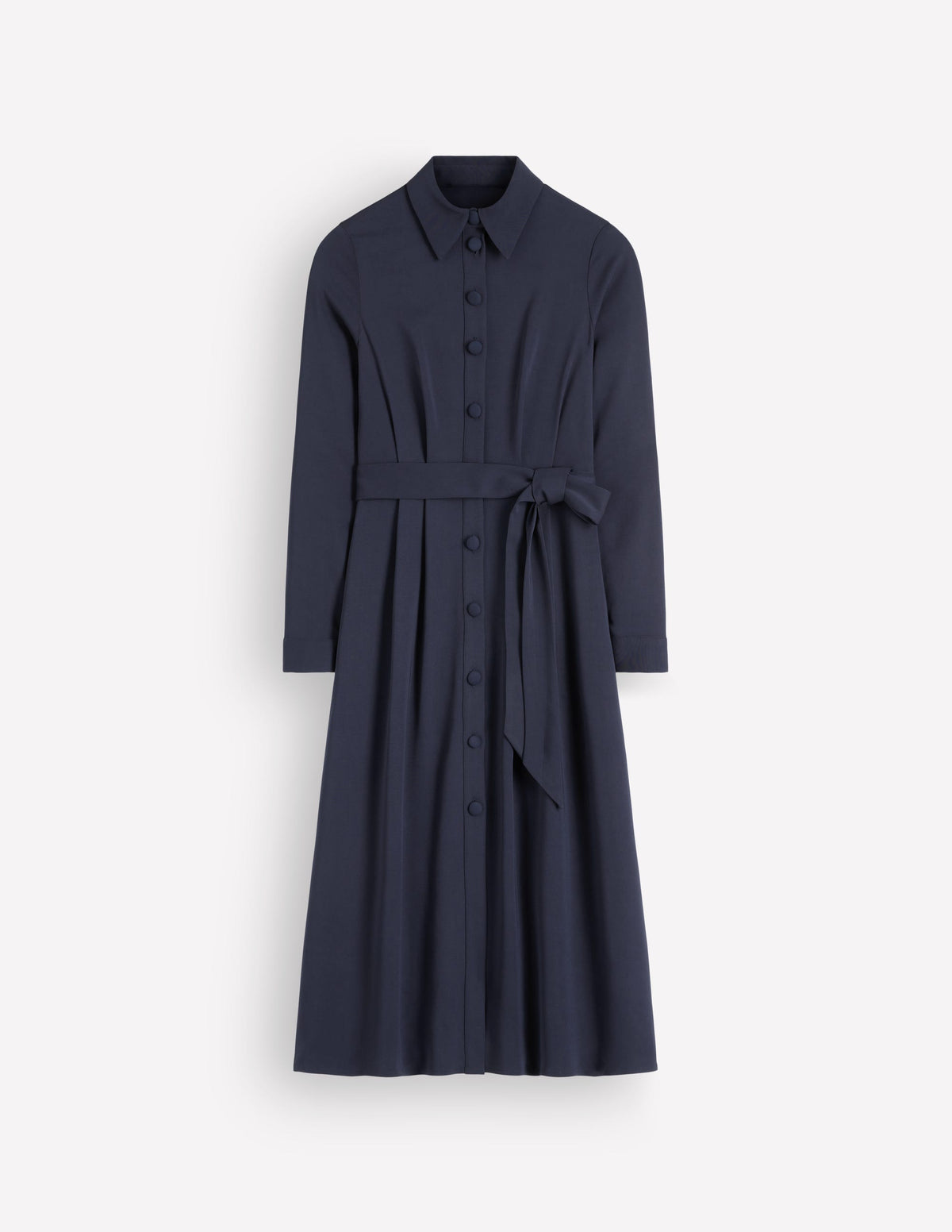 Kate Pleated Shirt Dress-Navy - Image 6