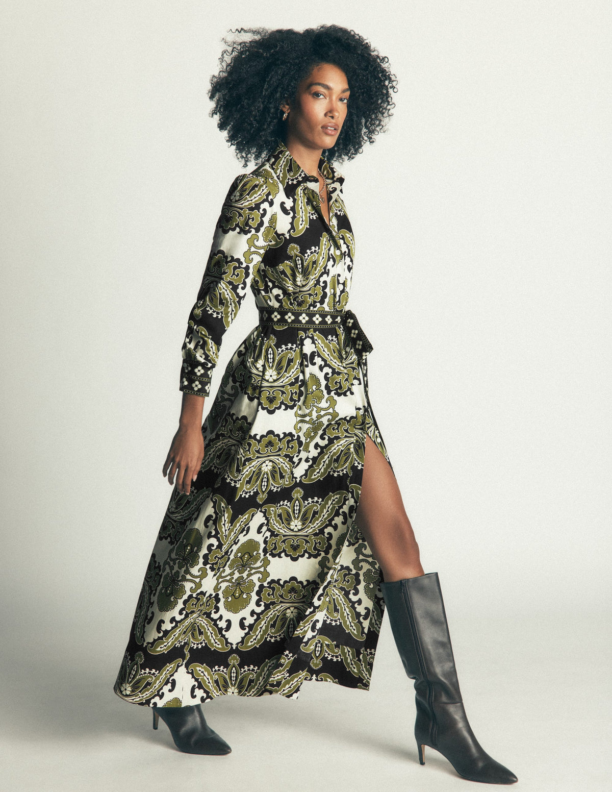Maeve Cotton Midi Shirt Dress-Multi, Blossoming Gardenia - Image 1