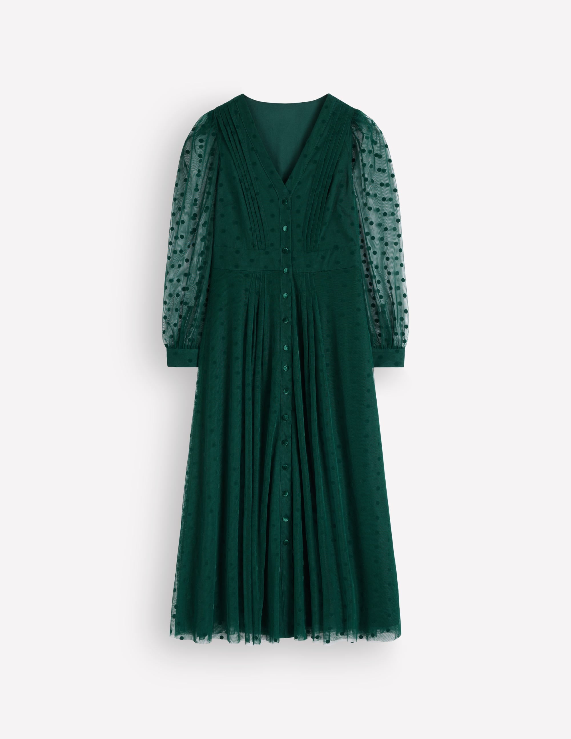 Robe midi plissée en tulle-Bleu sarcelle nuit - Image 6