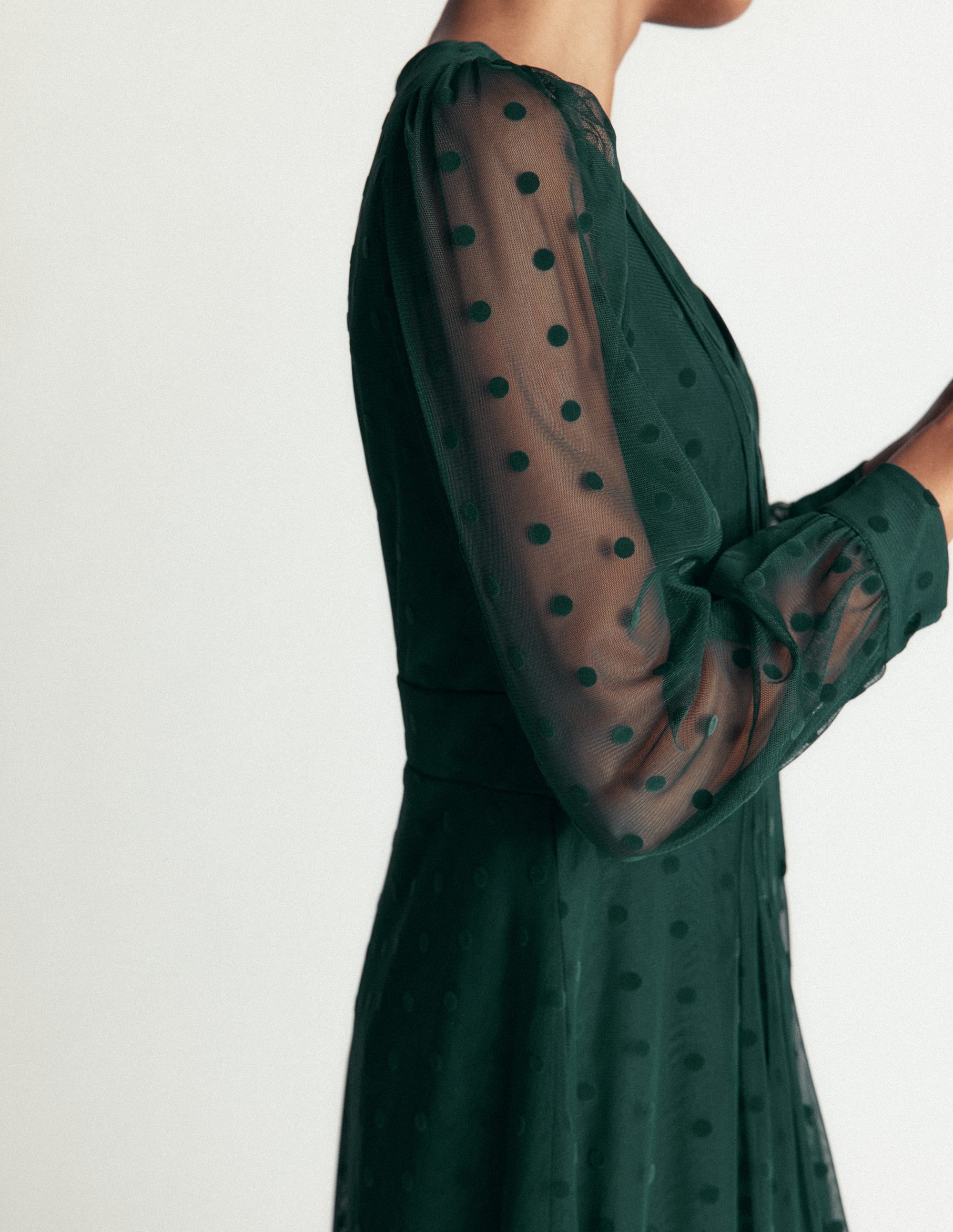 Robe midi plissée en tulle-Bleu sarcelle nuit - Image 2