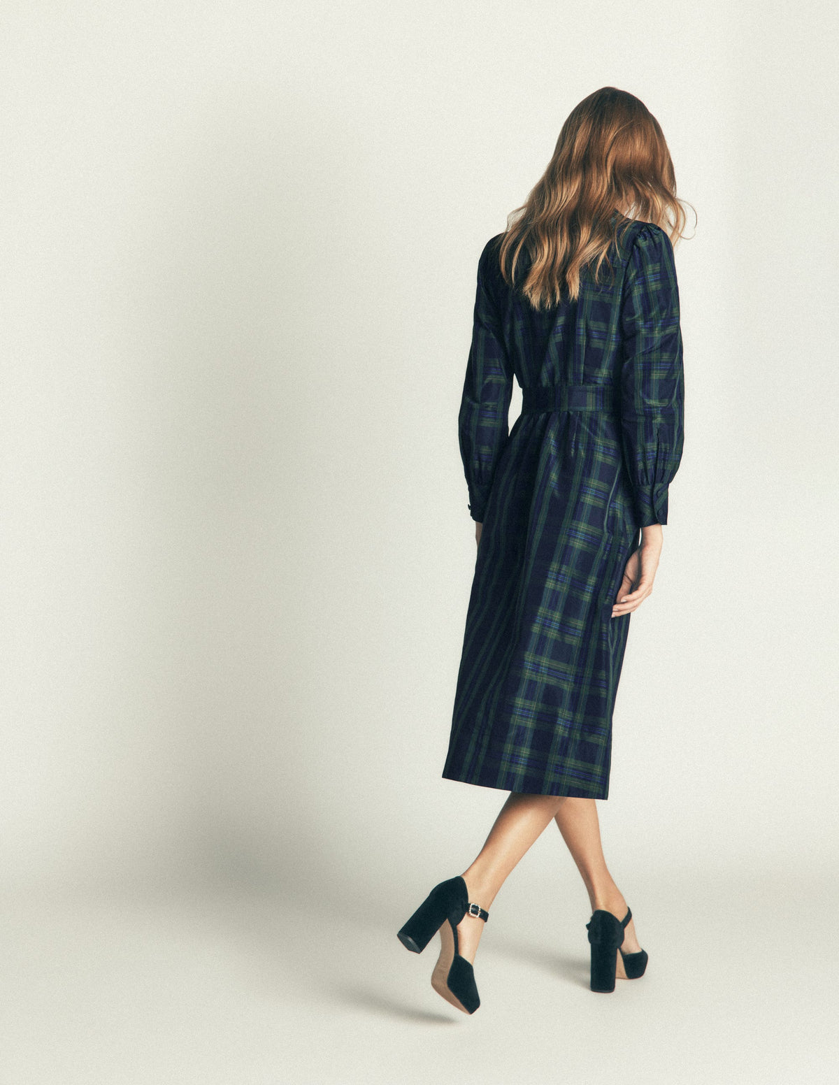 Maeve Hemdblusenkleid für besondere Anlässe-Marineblau, Grün und Blau Kariert - Image 4