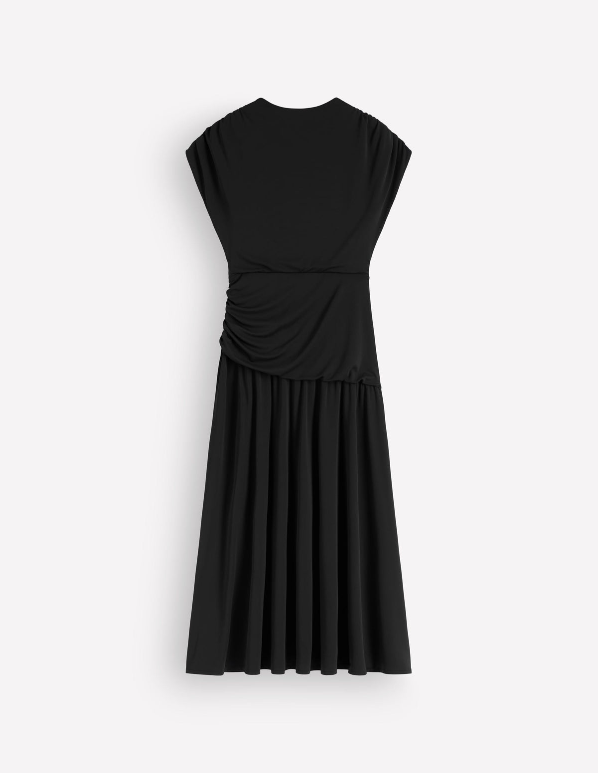 Robe longue drapée en crêpe de jersey-Noir-5